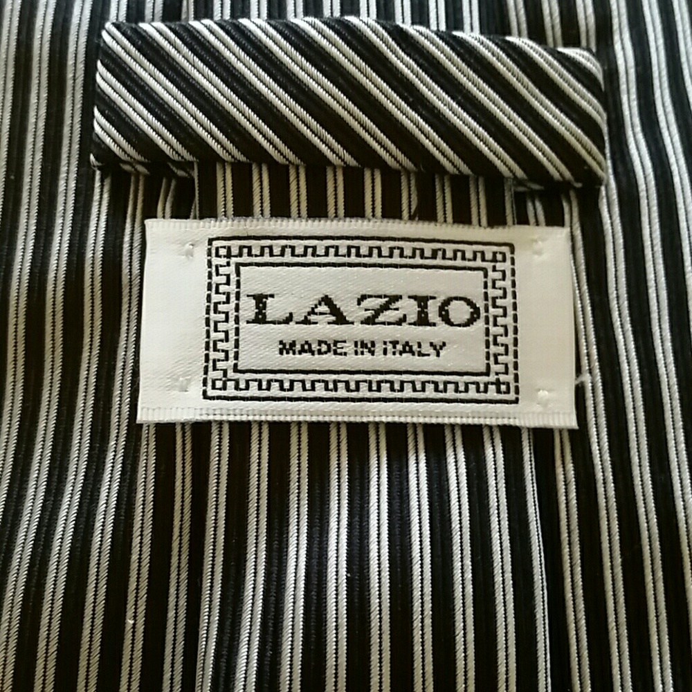 Black & Silver Strip Lazio 100% Silk Tie